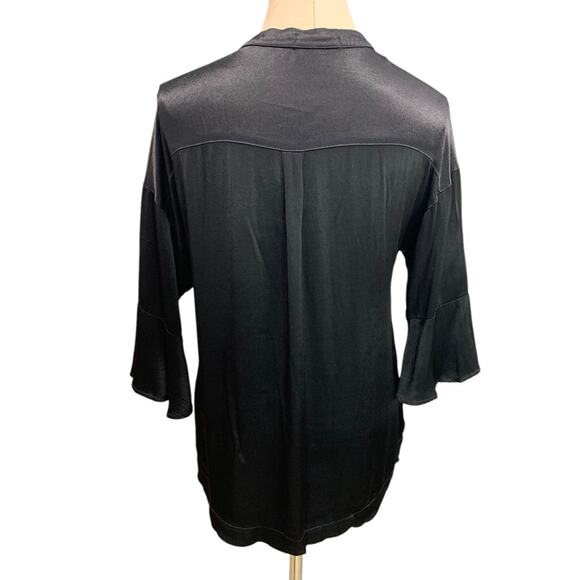 Small mododoc los angeles Black Button Up Shirt Womens Silky - Picture 5 of 10